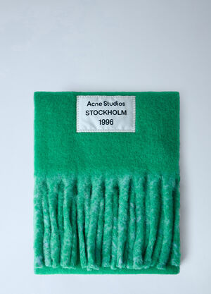 Acne Studios Fringed Wool-Blend Scarf Green acn0265046