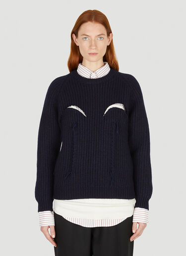 Maison Margiela Layered Cut Out Sweater Blue mla0250039