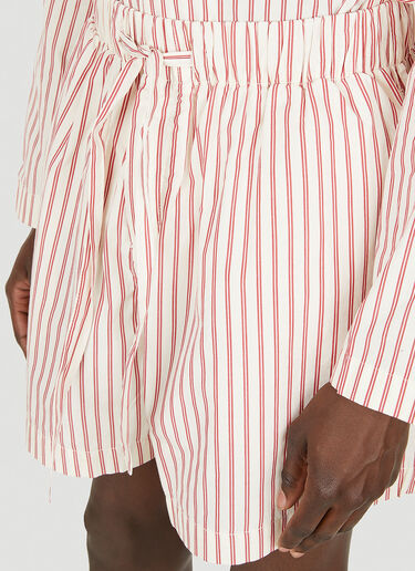 Tekla Drawstring Striped Sleep Shorts Red tek0349033