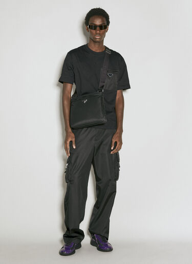 Prada Re-Nylon & Saffiano 가죽 크로스바디 백 블랙 pra0155034