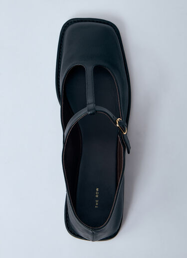 The Row Square T-Strap Flats Black row0260021