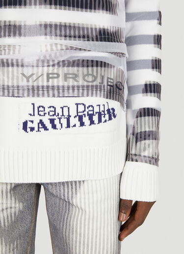 Y/Project x Jean Paul Gaultier Mariniere Mesh Cover Sweater White ypg0350003