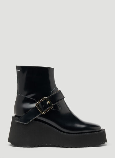 Buckled Wedge Ankle Boots MM6 Maison Margiela Buckled Wedge Ankle Boots Black mmm0247023