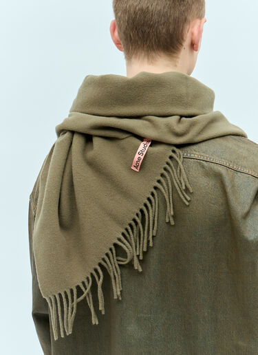 Narrow Fringe Wool Scarf Acne Studios Narrow Fringe Wool Scarf Khaki acn0155053