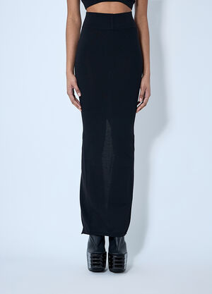 Rick Owens Wool Knit Maxi Skirt Black ric0260005
