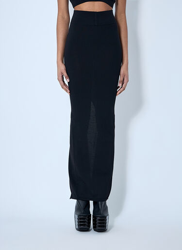Rick Owens Wool Knit Maxi Skirt Black ric0260005