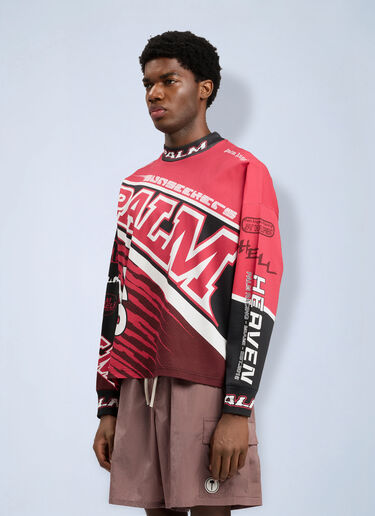 LN-CC® - Palm Angels: Racing Loose Long-Sleeved T-Shirt - Red Palm Angels Racing Loose Long-Sleeved T-Shirt Red pma0164149
