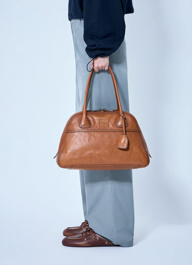 LN-CC® - Miu Miu: Embossed Leather Top Handle Bag - Brown Miu Miu Embossed Leather Top Handle Bag Brown miu0265024