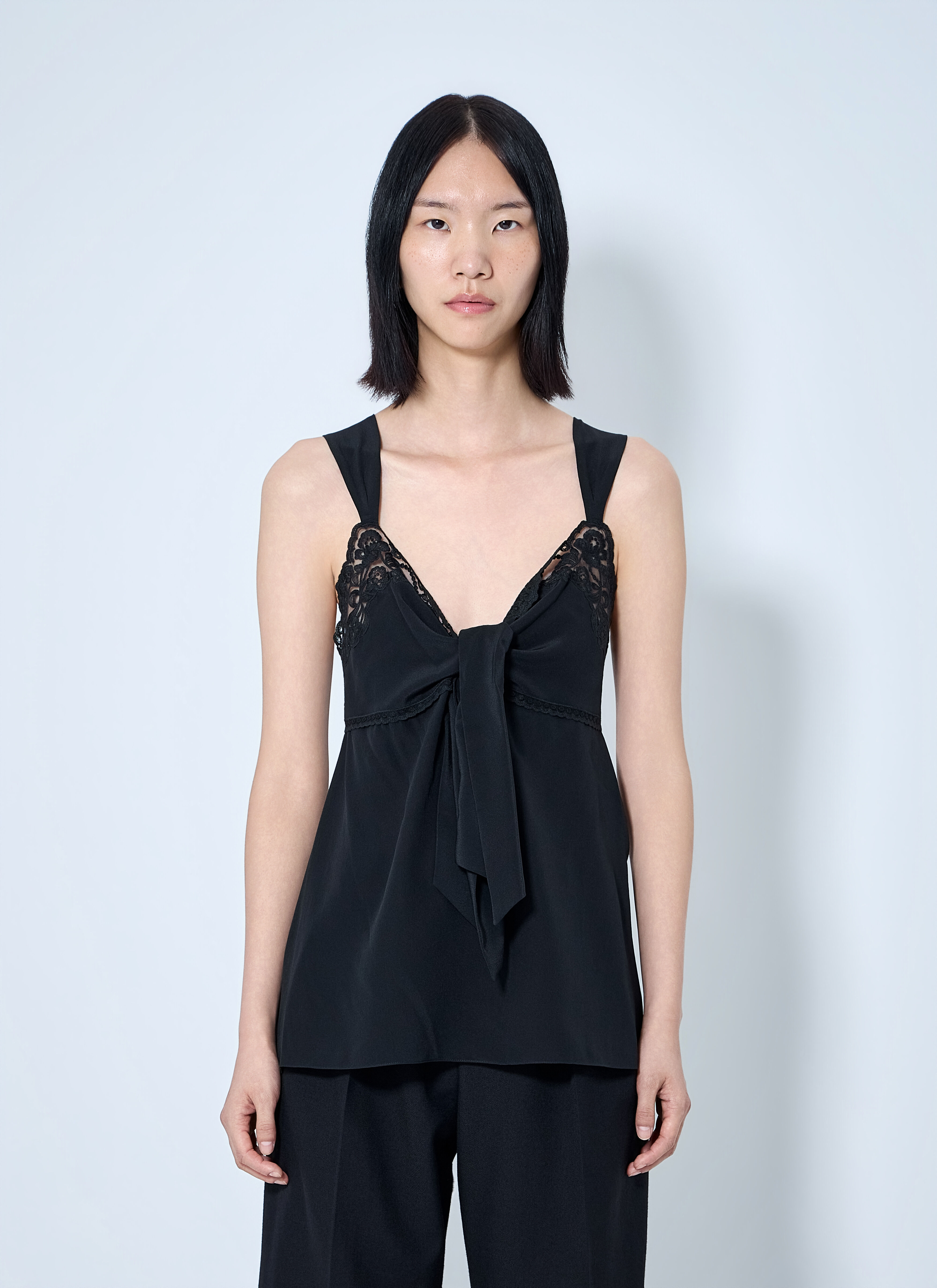 Chloé Women's' Lace-Trim Silk Crêpe Camisole in Black | LN-CC®
