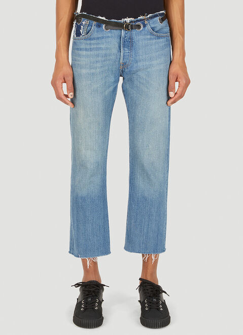 Bonum Ripped Waistband Belted Jeans Blue bon0350003