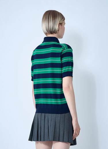Striped Logo Motif Polo Shirt Miu Miu Striped Logo Motif Polo Shirt Blue miu0261003