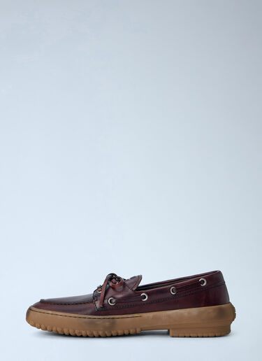 LN-CC® - Miu Miu: Leather Deck Shoes - Burgundy Miu Miu Leather Deck Shoes Burgundy miu0266048