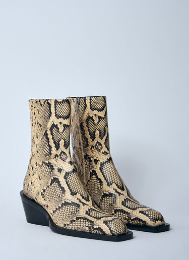 Jil Sander Snakeskin Embossed Leather Boots Beige jil0260010