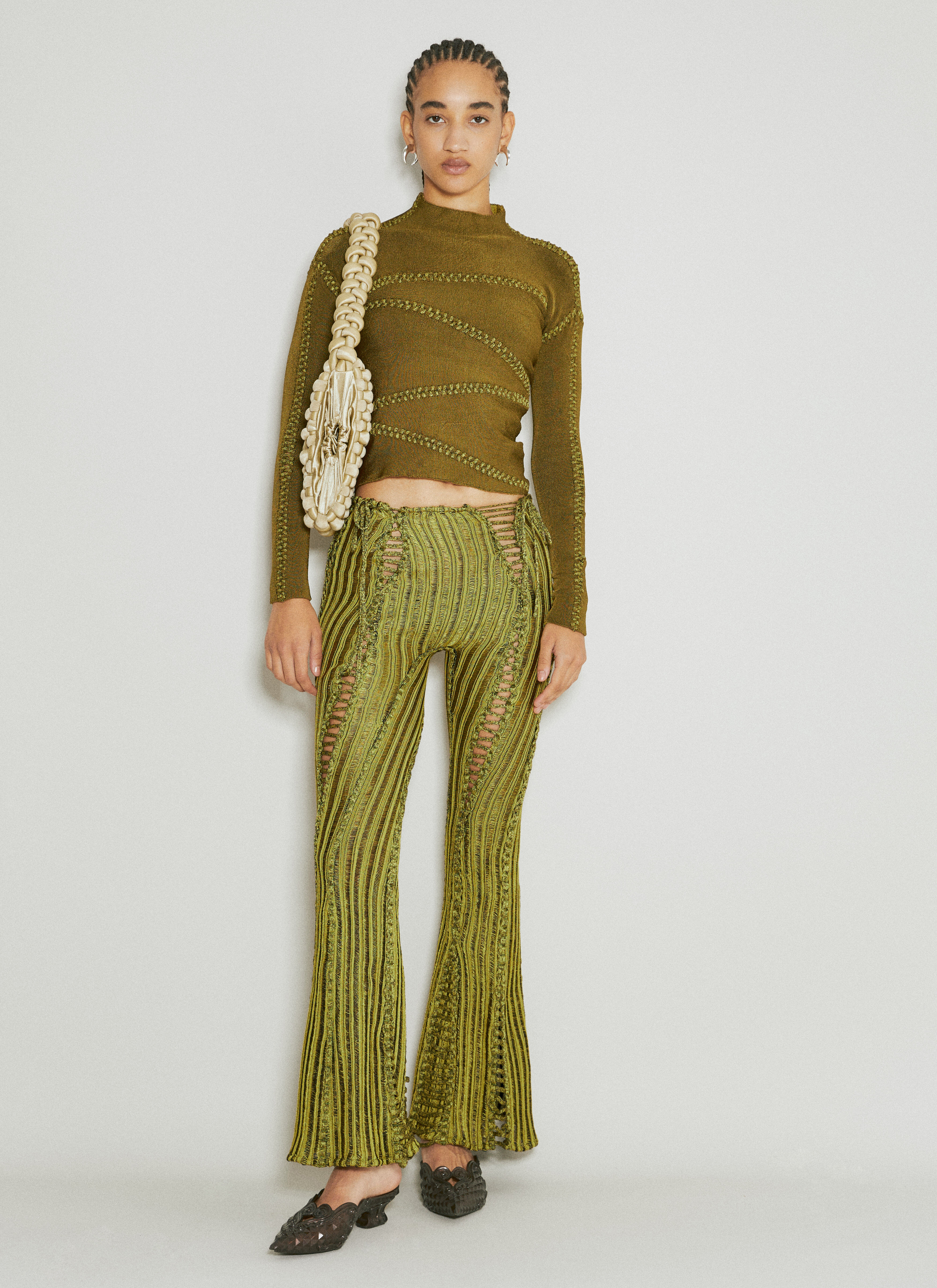 Isa Boulder Women's' Jigsaw High Neck Knit Top in Green | LN-CC®