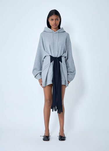 MM6 Maison Margiela Hooded Sweatshirt With Attached Sash Grey mmm0264004