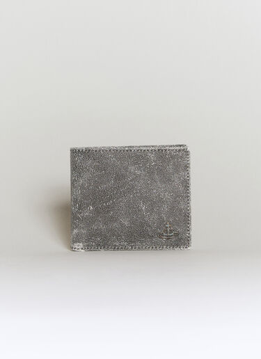 Vivienne Westwood Distressed Bi-Fold Leather Wallet Grey vvw0155020