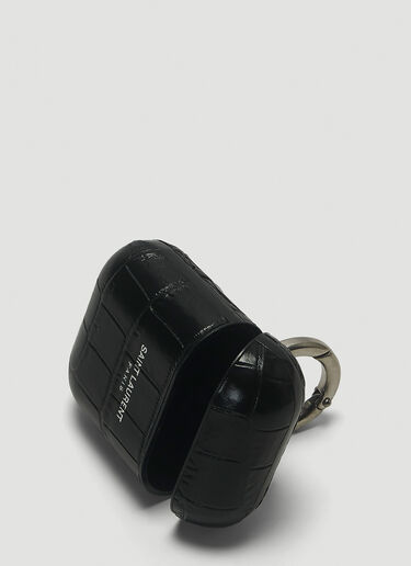 Saint Laurent Embossed Leather AirPods Case Black sla0143044