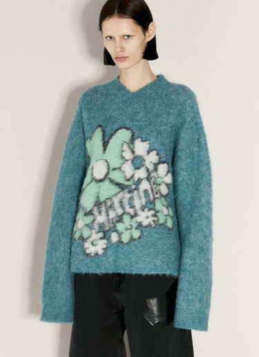 Martine Rose Boxy V Neck Sweater Blue mtr0255006