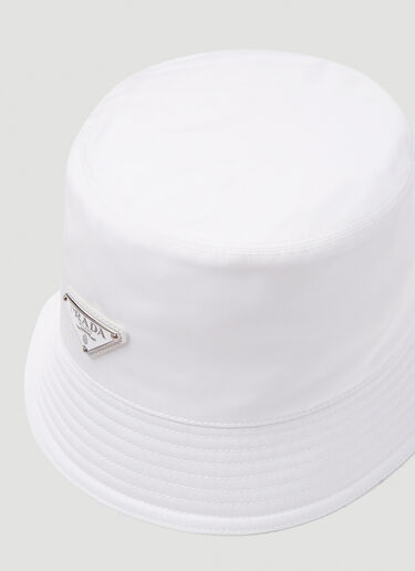 Prada Logo Patch Bucket Hat White pra0249040