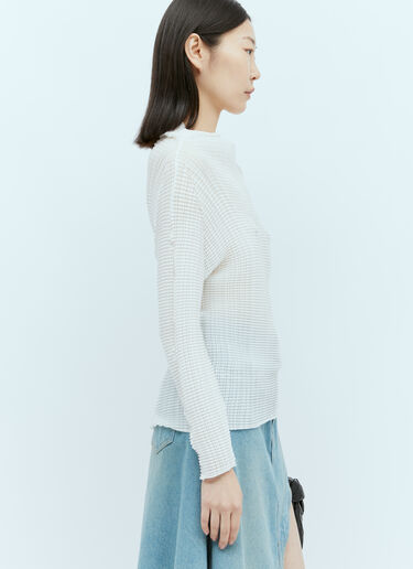 Issey Miyake 플리츠 긴팔 탑 화이트 ism0255016