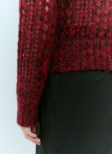 GANNI Mohair Lace Polo Sweater Red gan0255032