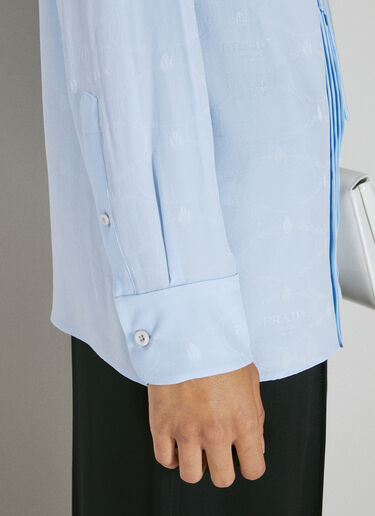 Logo Jacquard Silk Shirt Prada Logo Jacquard Silk Shirt Blue pra0254003
