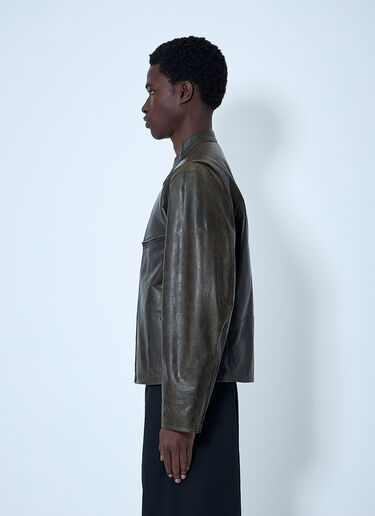 Leather Zip Jacket Lemaire Leather Zip Jacket Dark Khaki lem0164016