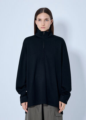 RIER Polar Jogging Virgin Wool Half-Zip Top Black rrr0265005