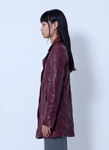 LN-CC® - Miu Miu: Textured Leather Coat - Burgundy Miu Miu Textured Leather Coat Burgundy miu0266119