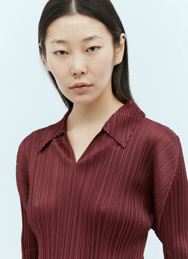 Pleats Please Issey Miyake Monthly Colors: October 褶裥领衬衫 酒红色 plp0255001