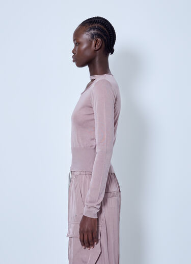 LN-CC® - Rick Owens: Slashed Cropped Pull Top - Pink Rick Owens Slashed Cropped Pull Top Pink ric0265033