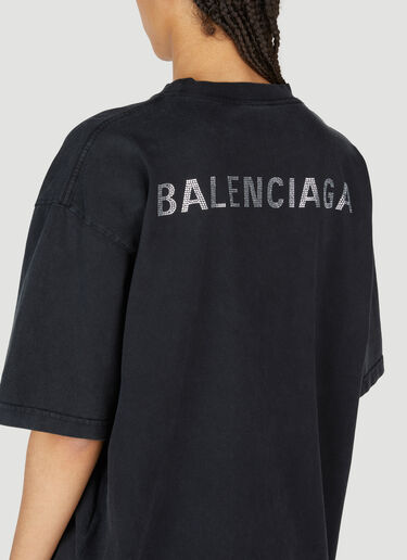 Balenciaga Crystal Embellished Logo T-Shirt Black bal0253031