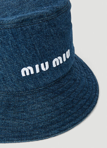 Miu Miu Logo Embroidered Denim Bucket Hat Blue miu0250032