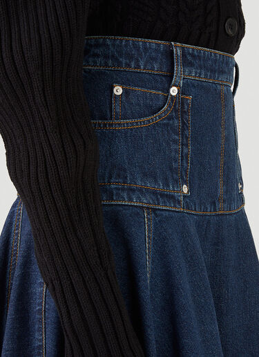 Alexander McQueen Denim Flared Skirt Blue amq0245015