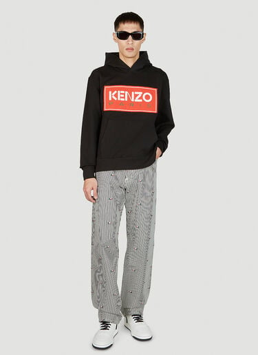 Kenzo 로고 패치 후드 스웨트셔츠 블랙 knz0152030