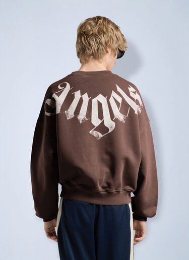 Palm Angels Big Neck Logo Loose Sweatshirt Brown pma0166277