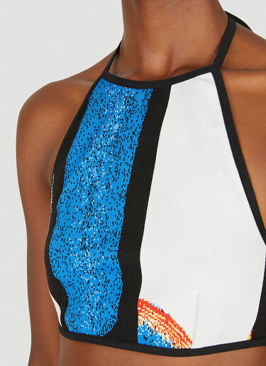 Ambush Halterneck Graphic Knit Top Blue amb0250014
