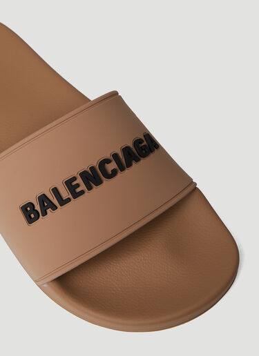Balenciaga Embossed Logo Slides Beige bal0249027