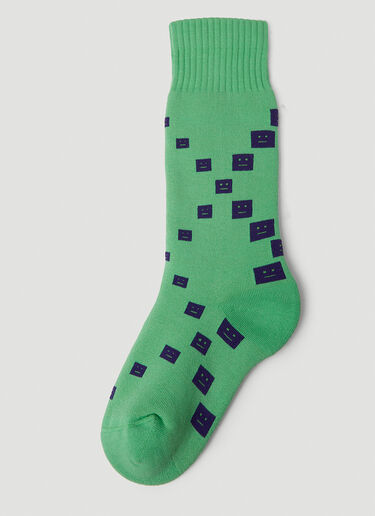 Acne Studios Face Jacquard Socks Green acn0251047