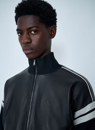 Leather Logo Motif Bomber Jacket Wales Bonner Leather Logo Motif Bomber Jacket Black wbn0162006