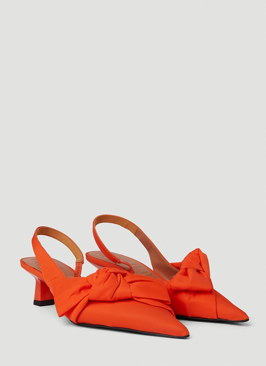 GANNI Soft Bow Kitten Heels in Orange LN CC