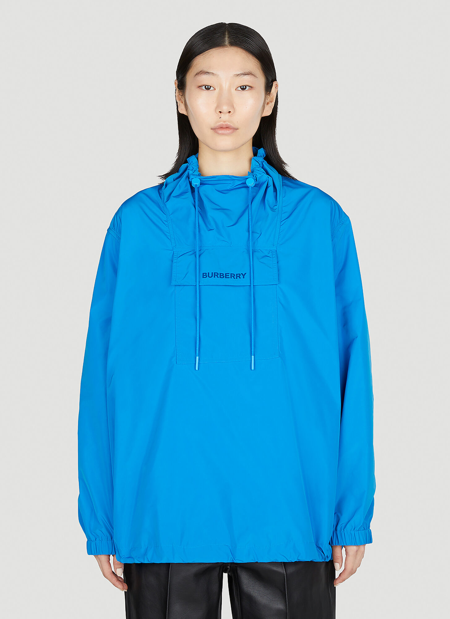 Shop Burberry Logo Embroidery Jacket In Blue