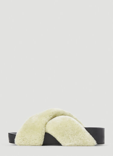 Jil Sander Shearling Slides Khaki jil0253026