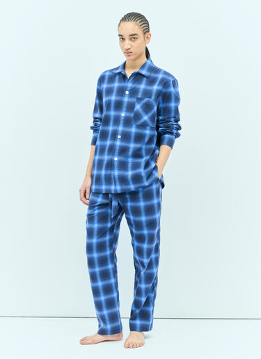 Tekla Plaid Pyjama Pants Navy tek0355009