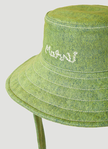 Marni Logo Embroidery Bucket Hat Green mni0255038