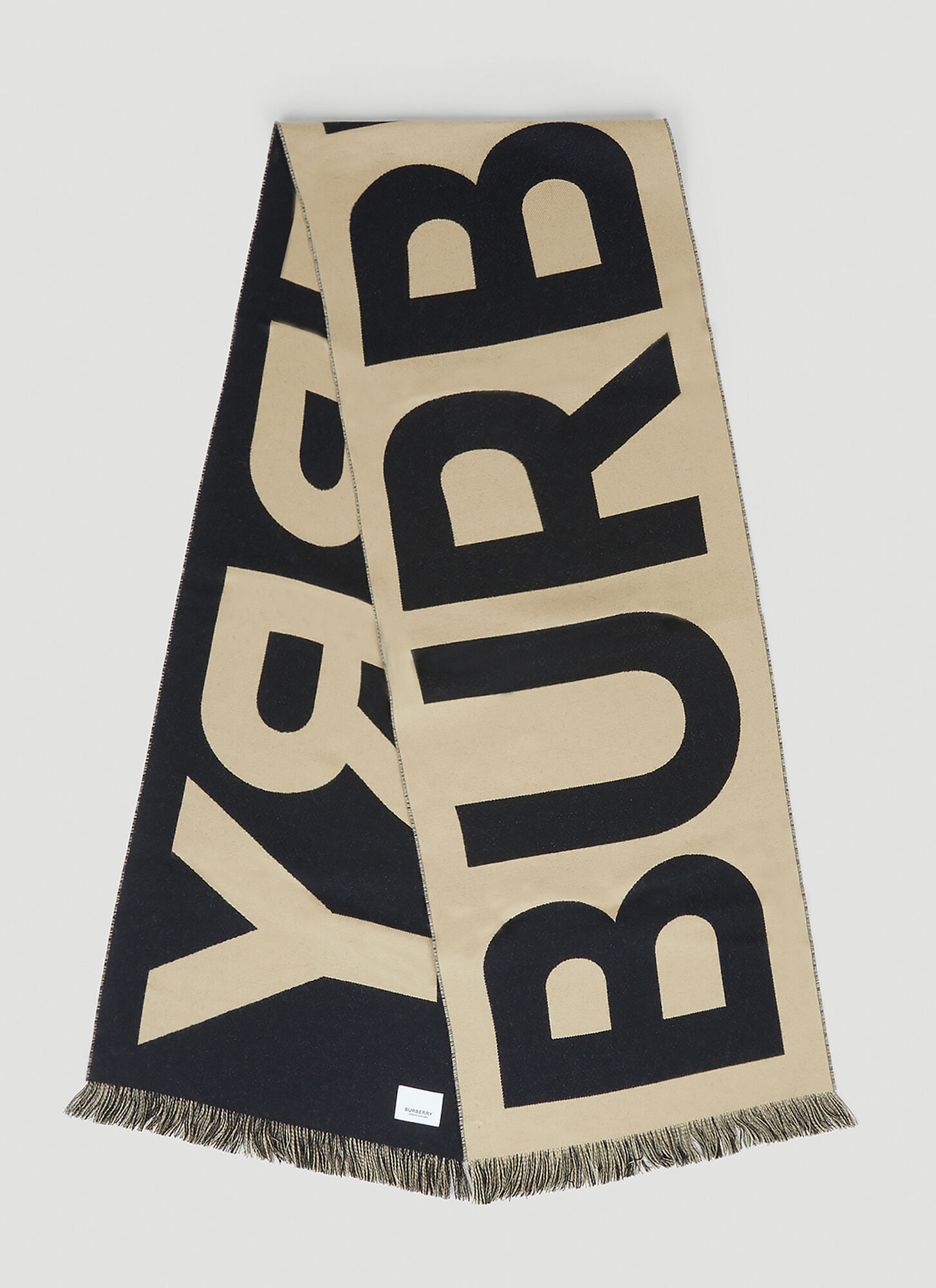 Shop Burberry Reversible Logo Scarf In Beige