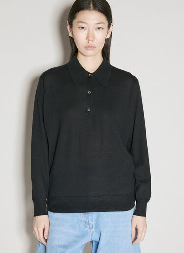 Cashmere Polo Sweater Prada Cashmere Polo Sweater Black pra0256053