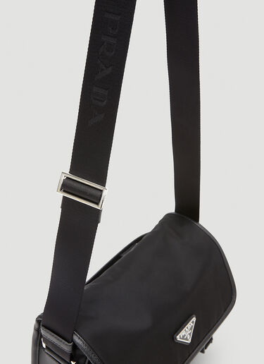Prada Nylon and Leather Crossbody Bag Black pra0143056