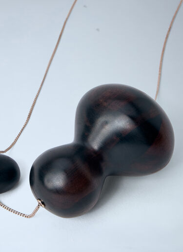 Max Mara Sculptural Wood Pendant Necklace Black max0264042