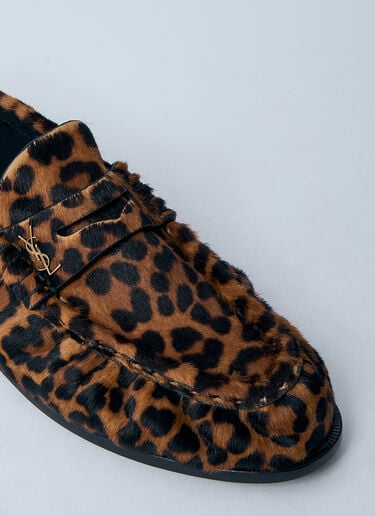 Saint Laurent Leopard Pony Hair Loafers Brown sla0259039
